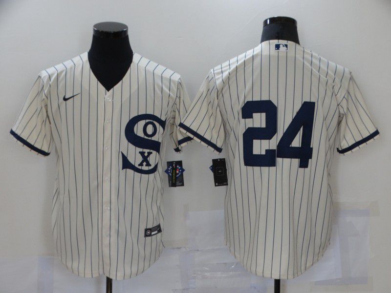 Men Chicago White Sox #24 No name Cream stripe Game Nike 2021 MLB Jersey